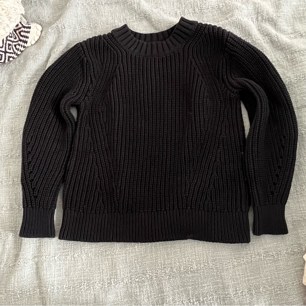 Chunky black fisherman knit sweater